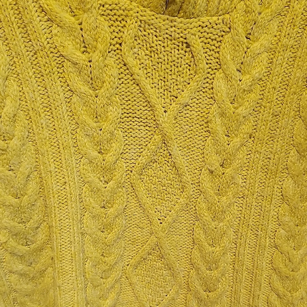 Anthropologie Lime Yellow Cropped Chunky Cable Knit Quarter Zip Sweater XS